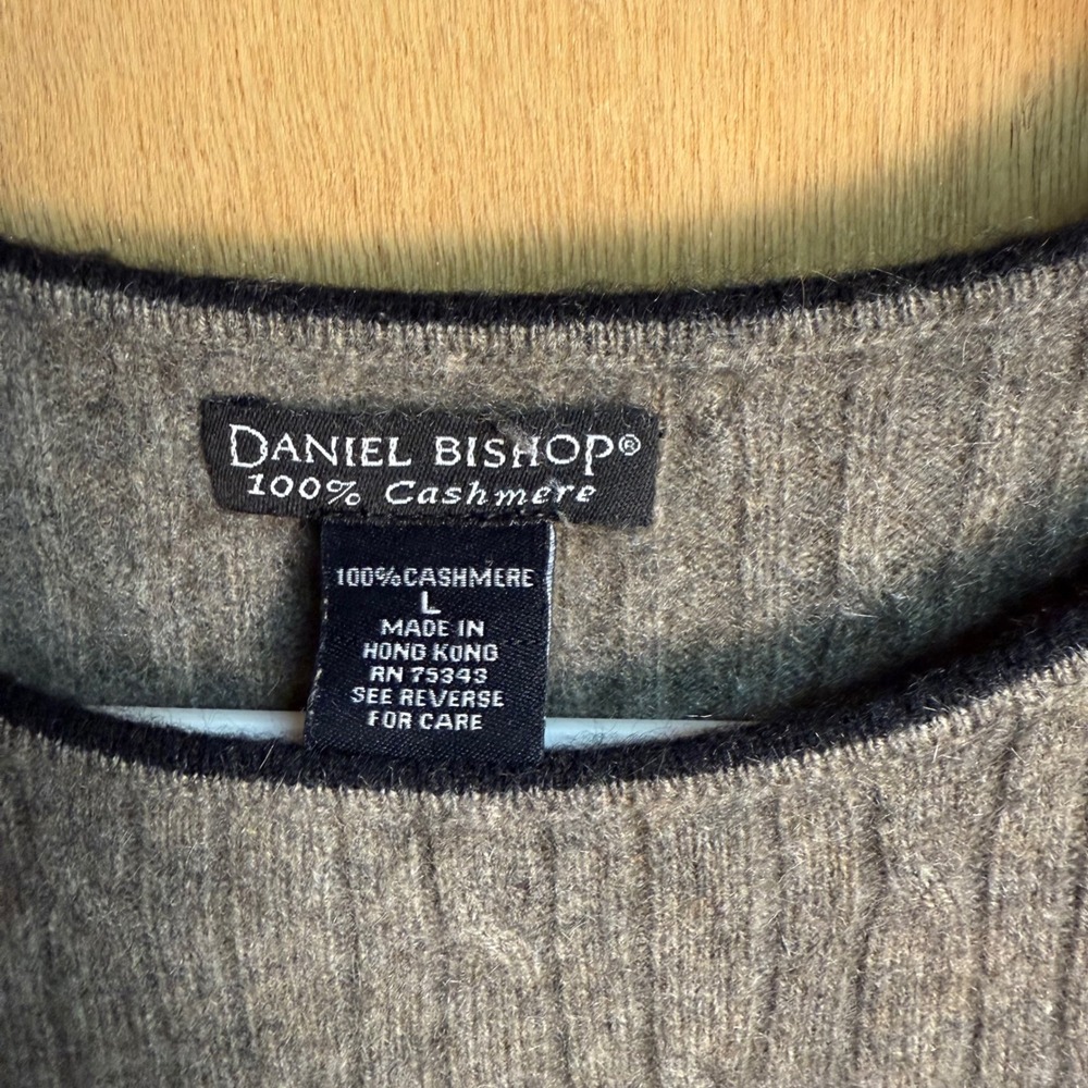 Daniel Bishop 100% Cashmere Cable Knit Sweater Vest‎ Taupe Brown Womens Large - Picture 3 of 6